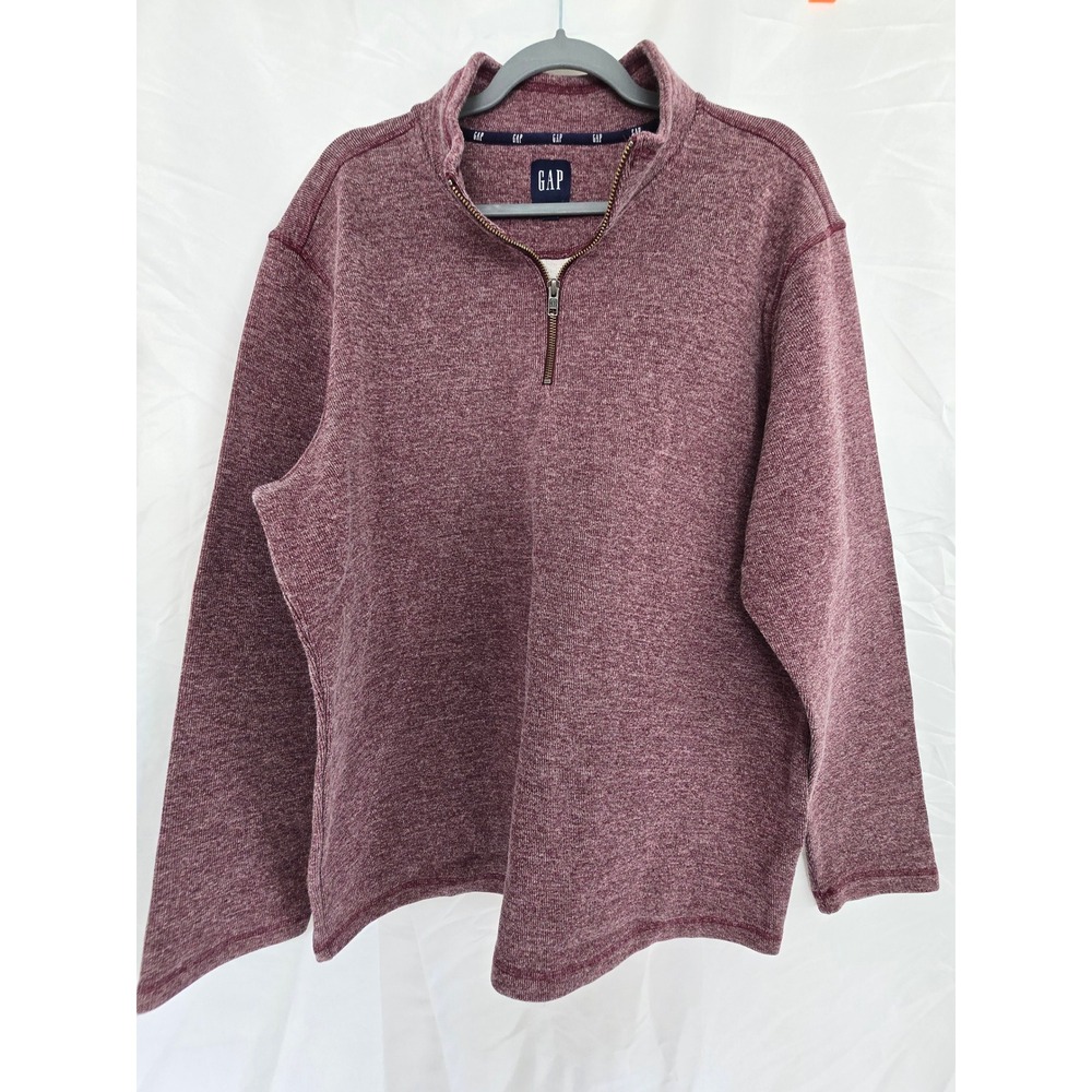 GAP Men's XXL Burgundy Marled Knit 1/4 Zip Pullover Sweatshirt